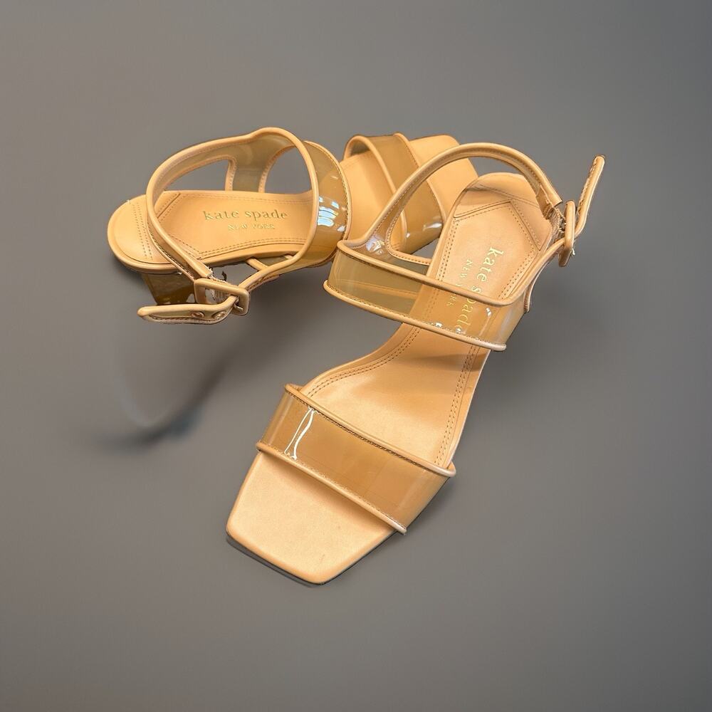 Kate Spade Milani Lucite Block Heel Carousel Tan Shoes • Women’s Size 8B New